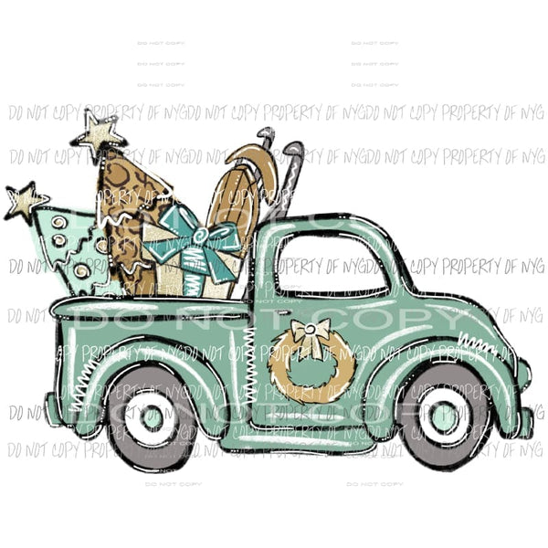 Old Truck green Christmas tree trio Sublimation transfers Heat Transfer