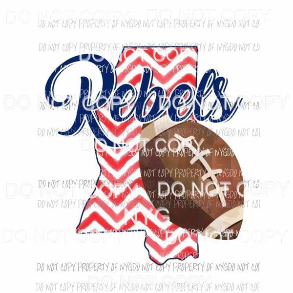 Ole Miss Rebels Mississippi football chevron state Sublimation transfers Heat Transfer