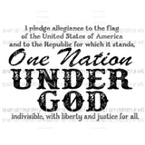 One Nation under god Black Sublimation transfers Heat Transfer