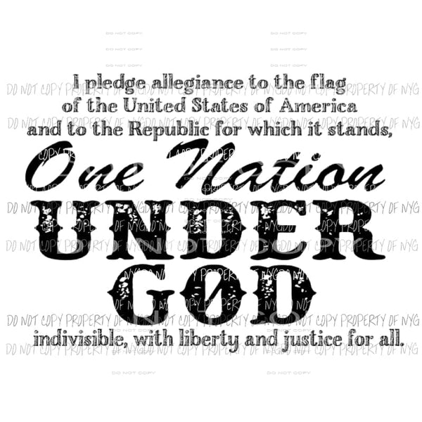 One Nation under god Black Sublimation transfers Heat Transfer