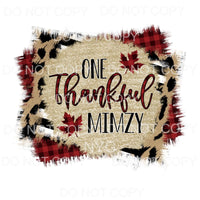 One Thankful Mimzy Gold Red Plaid Leopard #1449 Sublimation 