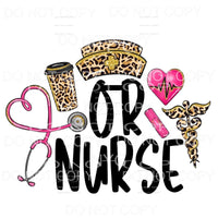 OR Nurse Pink Leopard Stethoscope Sublimation transfers - 