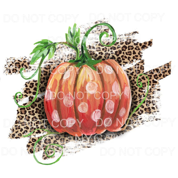 Orange Polka Dot Pumpkin Watercolor Leopard Brushstrokes 