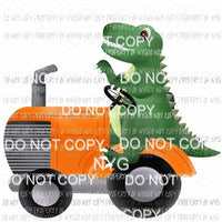 Orange Tractor with Dinosaur Sublimation transfers Heat Transfer