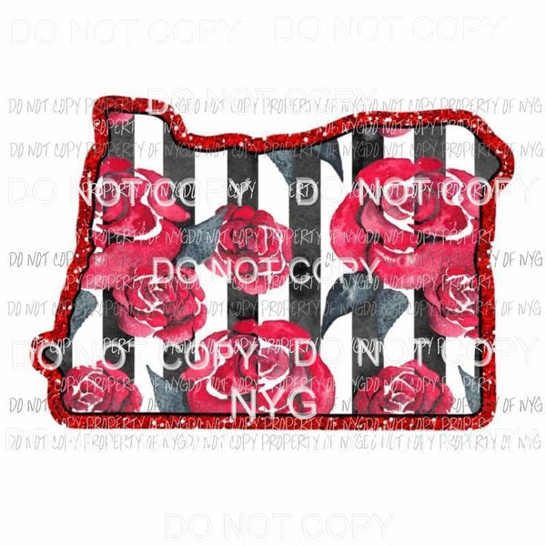 Oregon red floral stripes Sublimation transfers Heat Transfer