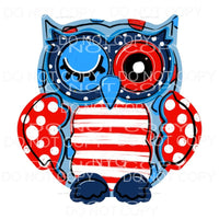 Owl Red White Blue 4th of July USA America Sublimation 