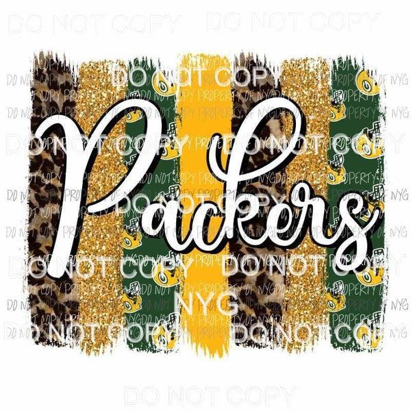 Packers brushstroke green yellow gold leopard Green Bay Sublimation transfers Heat Transfer