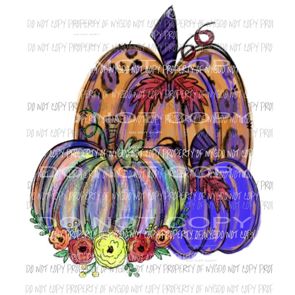 Painted Pumpkins flowers # 14 Sublimation transfers Heat Transfer