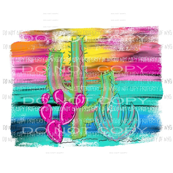 Painted Sunset Cactus Sublimation transfers Heat Transfer