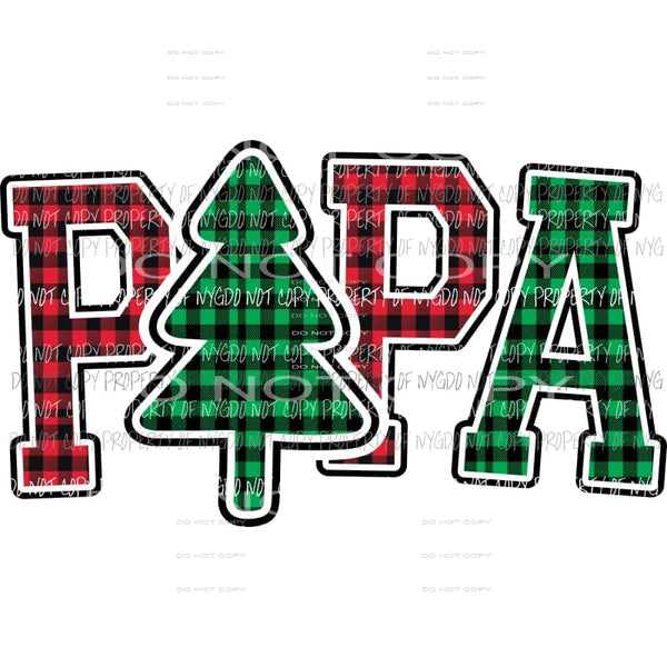 PAPA buffalo plaid tree Sublimation transfers Heat Transfer