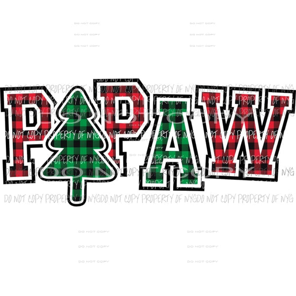 PAPAW buffalo plaid tree Sublimation transfers Heat Transfer