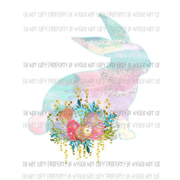 Pastel Bunny flowers Sublimation transfers Heat Transfer