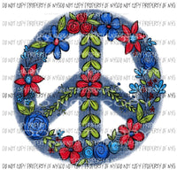 Patriotic Floral Peace Sign Sublimation transfers Heat Transfer