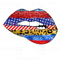 Patriotic Lips Leopard Sublimation transfers - Heat Transfer