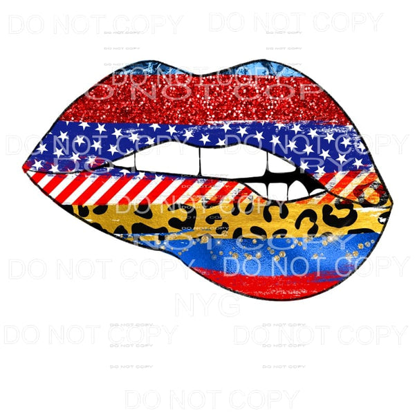 Patriotic Lips Leopard Sublimation transfers - Heat Transfer