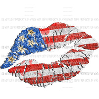 Patriotic Lips Sublimation transfers Heat Transfer