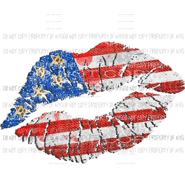 Patriotic Lips Sublimation transfers Heat Transfer