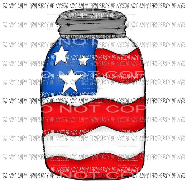 Patriotic Mason Jar Flag Sublimation transfers Heat Transfer
