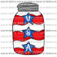 Patriotic Mason Jar USA Stars Sublimation transfers Heat Transfer
