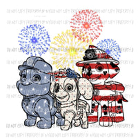 Paw Patrol Red white and blue USA Sublimation transfers Heat Transfer