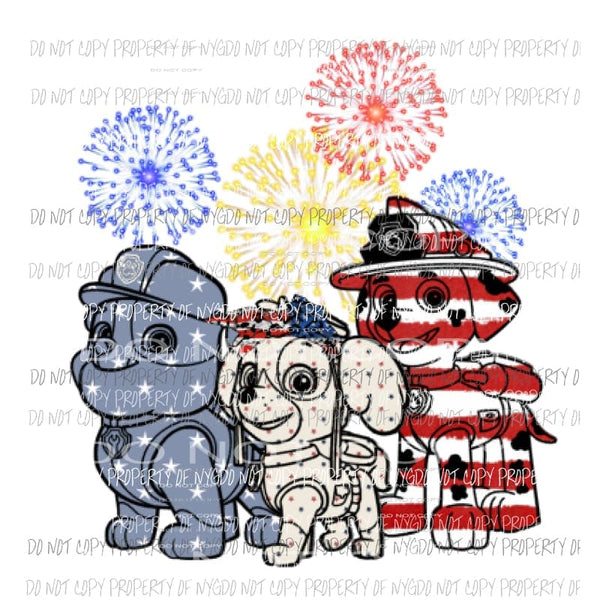Paw Patrol Red white and blue USA Sublimation transfers Heat Transfer