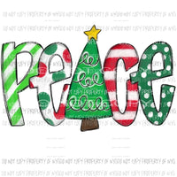 PEACE Christmas tree red green Sublimation transfers Heat Transfer
