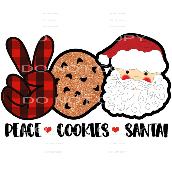 peace cookies santa #7504 Sublimation transfers - Heat 