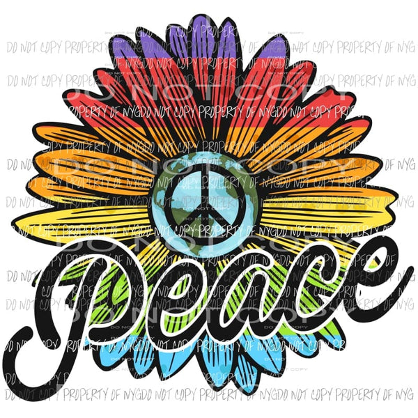Peace Flower Sublimation transfers Heat Transfer