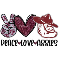 peace love Aggies #5096 Sublimation transfers - Heat 