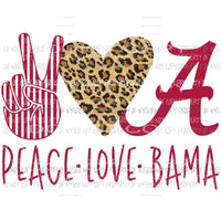 Peace Love Alabama 6 school mascot Sublimation transfers Heat Transfer