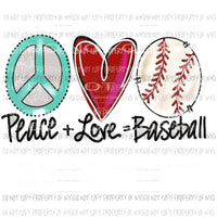 Peace Love and Baseball Sublimation transfers Heat Transfer