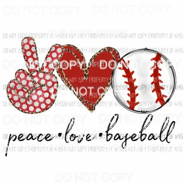 Peace Love Baseball Red Sublimation transfers Heat Transfer