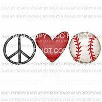 Peace Love Baseball Sublimation transfers Heat Transfer