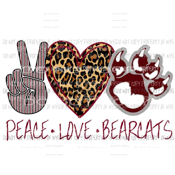 Peace love Bear cats 1 Sublimation transfers Heat Transfer