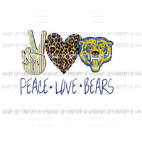 Peace Love Bears Blue Gold Sublimation transfers Heat Transfer