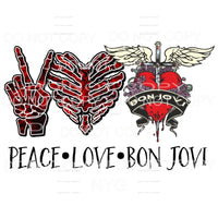 Peace Love Bon Jovi Sublimation transfers - Heat Transfer