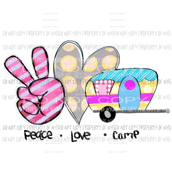 Peace Love Camp stripes polka dots camper Sublimation transfers Heat Transfer