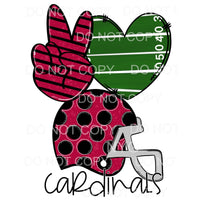 Peace Love Cardinals Football Helmet Field Heart Stripes 