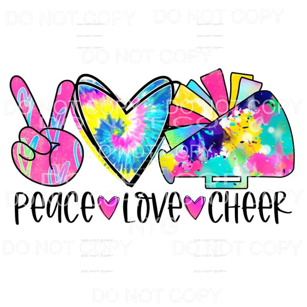 Peace Love Cheer Colorful Tie Dye Sublimation transfers - 