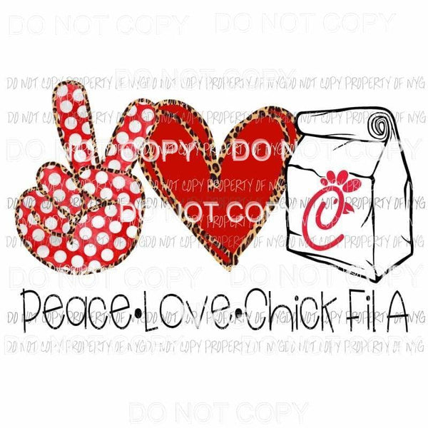 Peace Love Chick Fil A bag Sublimation transfers Heat Transfer