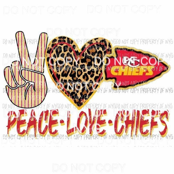 Peace Love Chiefs #3 leopard heart KC Kansas City arrowhead Sublimation transfers Heat Transfer