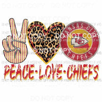 Peace Love Chiefs #4 leopard heart KC Kansas City circle state Sublimation transfers Heat Transfer