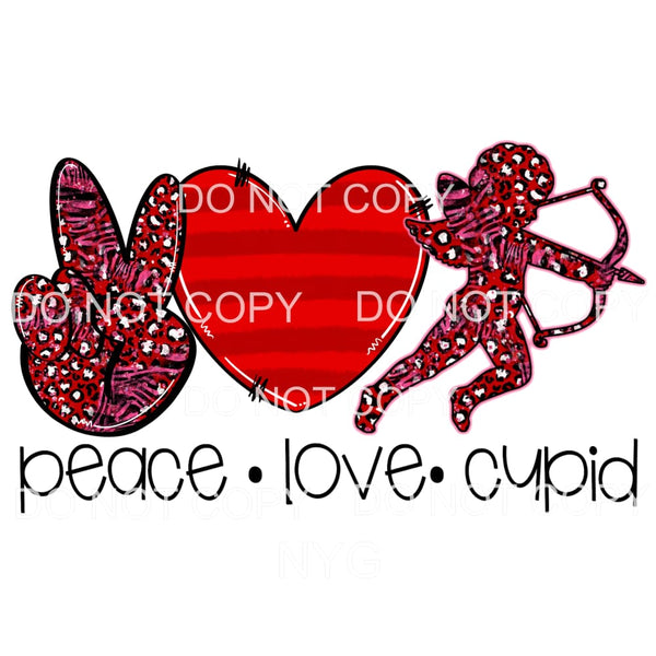 Peace Love Cupid Red Leopard Stripes #2248 Sublimation 