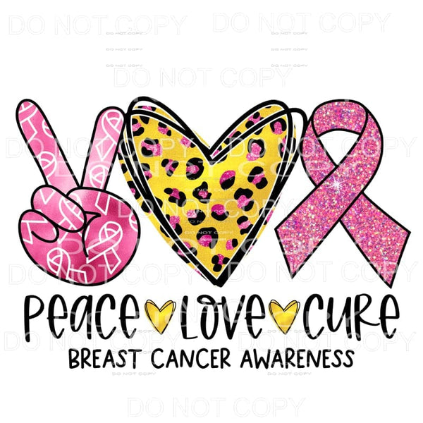 Peace Love Cure Breast Cancer Awareness Pink Leopard 