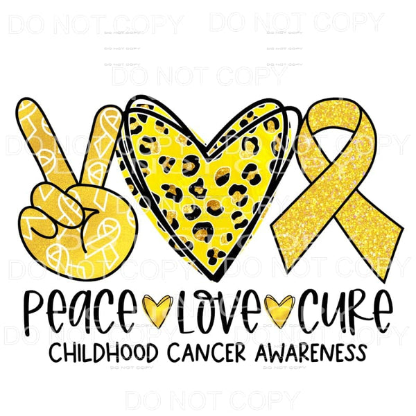 Peace Love Cure Childhood Cancer Awareness Pink Leopard 