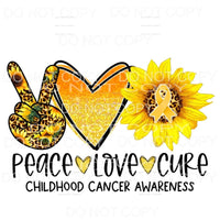 Peace Love Cure Childhood Cancer Awareness Pink Sunflower 