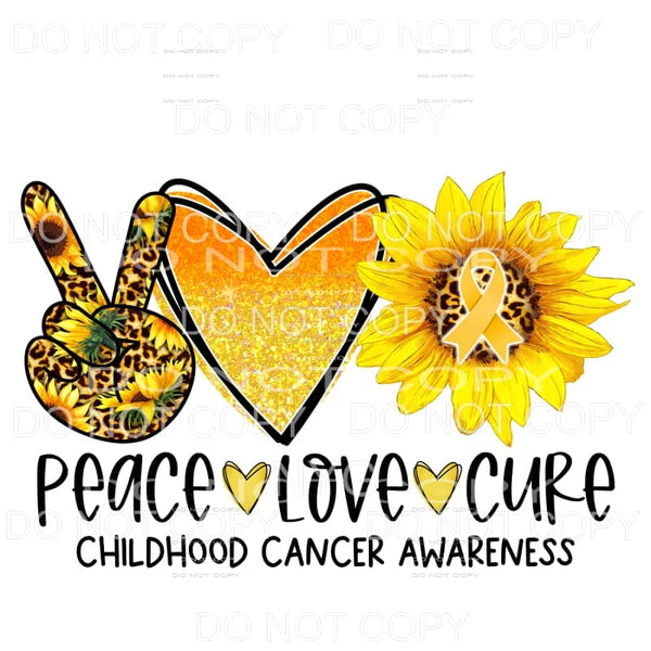 Peace Love Cure Childhood Cancer Awareness Pink Sunflower 