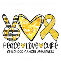 Peace Love Cure Childhood Cancer Awareness Pink Tie Dye 