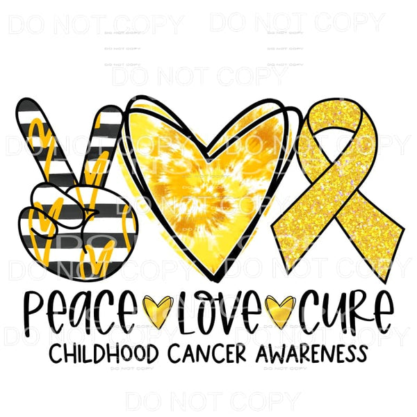 Peace Love Cure Childhood Cancer Awareness Pink Tie Dye 
