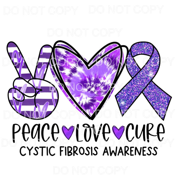 Peace Love Cure Cystic Fibrosis Awareness Purple Stripes Tie